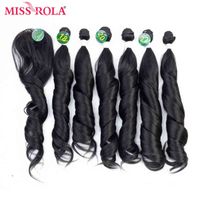 Miss Rola Ombre Bundles With Closure Synthetic Hair Bundles With Closure Loose Wave Bundles 18-22'' 7pcs Pack Hair Weaves 230g H220429