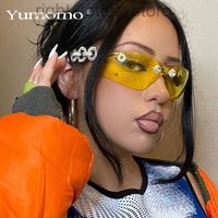 Yumomo cryststrale Sonnenbrille Frauen Männer Mode Personallität Windschutzscheibe UV Schutz Blu gelb UV400 Spiegel Feminino de Sol Gafas W220808