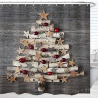 Shower Curtains Grey Christmas Bathroom By Ho Me Lili Curtain Xmas Tree On Rustic Wooden Design Set With Hooks