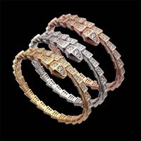 Bracciale designer di diamanti per donne adorano gioielli braccialetti di alta qualità elettroplati di rame snakelike lussuoso braccialetto serpente in oro rosa d'argento