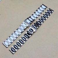 Paslanmaz çelik Gümüş Metal İzleme Bant Kayışı Bilezik ile Yeni Siyah Beyaz Seramik Saat Bandı S3 14mm 16mm 18mm 20320L