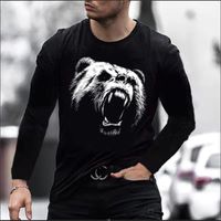 Erkek Tişörtler 2022 Sonbahar Moda Eril Uzun Sökümlü İnce T-Shirt Sıradan Hayvanlar Baskılı Top Günlük Tüm Eşleşen Üstler