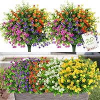 Couronnes de fleurs décoratives 10 pcs Maison artificielle Décoration UV Protection UV Arbustes verts en plastique pour mariage intérieur