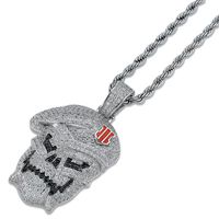 Hip Hop Jewelry Micro Pave Black Ops Skeleton Skull Pendant Necklaces Silver Cubic Zircon Iced Out Zircon Jewelry Male Gift264U