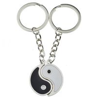 Vintage Silberpaar China Emaille Yin Yang Keychain Schlüsselringschlüsselkette Souvenirs Valentinstag Geschenk für Keys Auto Schmuck New33w