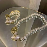 Baroque Designer Pearl Heart Pendant Necklace Love Planet Shape OT Buckle Bracelet Statement Chain Choker Fashion Track Jewelry259R