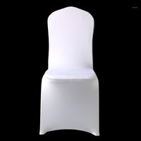 100pcs El White Lycra Spandex Chair Couverture Partie de mariage Banquet de Noël Bureau de restaurant Stretch Polyester Couvre