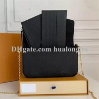 High Quality Women Bag Handbag purse clutch woman original box genuine leather date code flower checkers grid three in one card ho250N