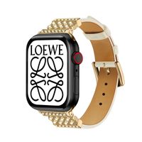 Apple Watch 시리즈 7 밴드 스트랩 스마트 시계 용 화이트 디자이너 시계 밴드 S7 38mm ~ 45mm 범용 가죽 팔찌 디자이너 스마트 워치 시계 스트랩 AU USA UK CA
