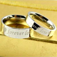 Whole 50pcs Lots Fashion 316L Titanium Steel Wedding Rings Forever Love Stainless Steel Couple Ring Men Women Engagement Jewer287y