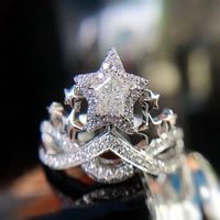 New luxury simulation five-pointed star cutting ring. Explosions high carbon diamond crown fashionable female jewelry.251C