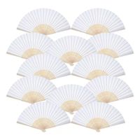 Epacket 12 Pack Handheld Fan Party Gifts White Paper Fan Bamboo Foving Fans