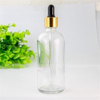 420pcs lot Clear Glass Liquid Reagent Pipette Dropper Bottle Essential Oil Perfume Bottles 100ml With Black Gold Silver Lids276F