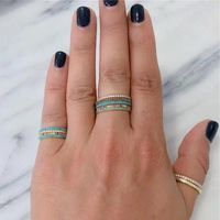Cluster Rings Gold Color Delicate Ring Fine 925 Sterling Silver Turquoises Female Casual Wedding For Women Charm Stack Party JewelryCluster
