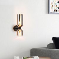 Nordic bedroom wall lamp simple double head frosted glass li...