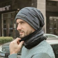 Winter velvet thick hat Beanies Hats Scarf For Mens Soft Warm Breathable Wool Knitted Winter Hat Letter Double LayersThick Cap260K