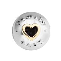 Silver beads for woman Family & Love Clip with gold plated Bead Fits Pandora Bracelet sterling-silver-jewelry making charms273N