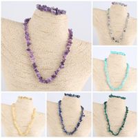 Chains Natural Stone Labradorite Tiger Eye Amazonite Crystal Chip Beads Necklace Beaded Bracelets Set For Women Men Jewelry
