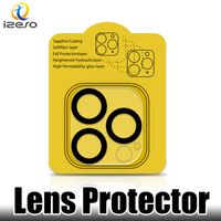 İPhone 14 için tam kapak lens koruyucusu, perakende paketi ile flash daire temperli camlı kamera koruyucu film Izeso