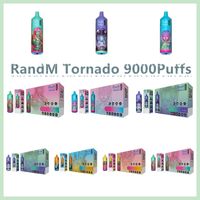 Original Randm Tornado 9000Puffs Einweg -Zigaretten Vapes mit Maschenspulen RGB Light Refleed Battery 18 ml vorgefüllter Schoten Big Puff Stift 0%2%3%5%