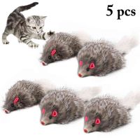 5pcs ألعاب الفئران الفئران كاذبة لعبة الفئران الطويلة ذيل الفئران لينة أرنب حقيقية الفراء للقطط الفخار الفئر