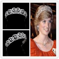 Royal Diana Crown Zircon Tiara CZ Cubic Zirconia Luxury Headband Wedding Bridal Women Prom Headpiece Silver Headdress Hair Accesso246v