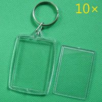Keychains Pcs Keychain Key Chain Rings Blank Clear Transparent Acrylic Picture Frames 32x46mm Lockets XIN-Keychains