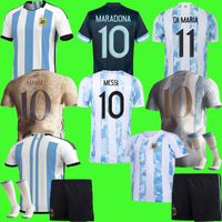 Yeni Arjantin Futbol Jersey Futbol Gömlek 2022 Dünya Kupası Dybala Maradona Di Maria Messis 22 23 Dybala Yetişkin Erkekler Çocuk Kit Setleri Üniformalar