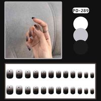 24PCS Short Press on Nail Gradient Black Design Sweet Style Full Coverage Nails Fake Nails Artificial for Women & Girls DIN889 W220413