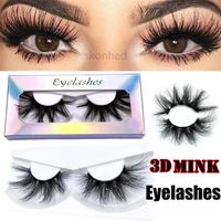 1 Pair 3D Mink Eyelashes 25mm Handmade Thick Long Mink Lashes Cruelty- Lightweight False Eyelashes Eye Makeup Tools2098