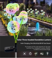 3 개의 헤드 민들레 꽃 태양 라이트 가벼운 야외 정원 잔디밭 거리 잔디밭 스테이크 요정 램프 마당 예술 장식