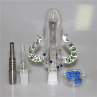 Hookah Nectar Bong Set de 14 mm Micro Dab Tipe Pipe Pipe Kit con Titanium Nail Mini Glass Water Tipes bong