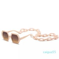 Großhandel-hexagonale Sonnenbrille Mode Retro-Brille Sonnenbrille mit Kette