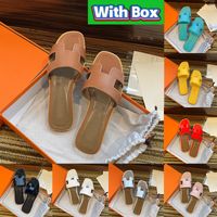 2022 Luxus Designer Slides Oran Sandalen Hausschuhe Sommer Sandale Flach Flip Flop Krokodilhaut Slide Echtes Leder Frauen Schuhe Damen Pantoffel mit Box
