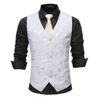 Mens White Rose Jacquard Suit Vest Gilet Homme Brand Slim Fit Business Formal Dress Vest Waistcoat Male Party Tuxedo Vests 220517271N