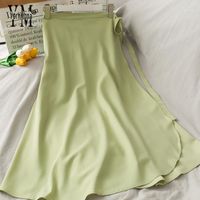 Skirts YornMona Korean Fashion Candy Colors Women Skirt 2022 Summer One Piece Wrap Bandage Dress Ladies High Waist Midi Green