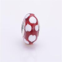 Braccialetti di stile Murano Hearts rossi e bianchi S925 Silver Fits Style 790948 H8256B