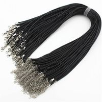 100 pieces Lot Whole 2mm Black Wax Leather Cord Necklace Rope 45cm Long Chain Lobster Clasp DIY Jewelry Findings & Components294A
