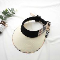 Women's plaid Visors Big Brim Designer Hats with Plaid Ribbon Adjustable Hood strap trend Causal Caps
