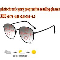 Occhiali da sole Pochromic Grey Progressive BullIfocal Glass Occhiali da lettura Uomo Telaio in metallo Ultralight + 1.0 +1.5 +1.75 +2.0 +2,5 +3 +3,5 +4