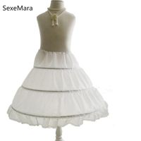 Children Petticoat A-line Dress 3 Hoops One Layer Kids Crinoline Lace Trim Flower Girl Underskirt Elastic Waist