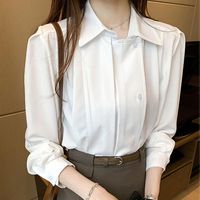 Kadın Bluzlar Gömlek ZAILY 2022 Kadın Sonbahar Moda Katı Turn-down Yaka Gömlek Uzun Kollu Ofis Laily Hafif Bluz