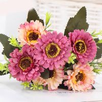 Flores decorativas grinaldas 1 bando lindo buquê de girassol flor de seda flor de alta qualidade grupos artificiais
