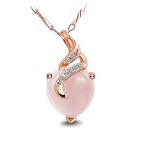 Lockets Love Heart Pink Crystal Zircon Diamonds Gemstones Pendant Necklaces For Women 14k Rose Gold Color Choker Jewelry Bijoux Gifts