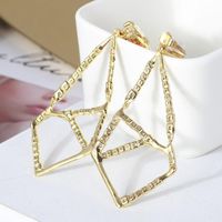Clip-on & Screw Back European And American Trend Geometric Staggered Lines Gem Exaggerated Earrings Japanese Korean Ladies Ear ClipsClip-on