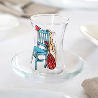 Bardak Sakları Türk Pasabahce Çay Cam ve fincan tabağı set yüksek kaliteli aynı tasarımlar şeffaf yüzey kalıcı renkli baskılı h