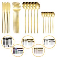 20pcs Gold Dinnerware Set Stainless Steel Cutlery Set Mirror...