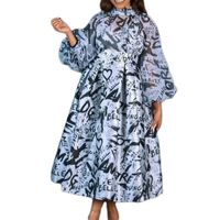 Vestidos de moda étnica Africanos para mulheres 2022 Autumn Winter Dashiki Africa de mangas compridas estilo impressão rica Bazin MAIX