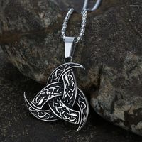 Anhänger Halskette Nordischer Stil Wikinger Celtic Knot Dreieck Halskette für Männer Retro Amulettschmuck Geschenkpendant Sidn22