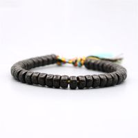 Tibetan Lucky Buddhist Black Coconut Shell Braided Bracelets OM Mani Padme Hum Meditation Mens Bracelet302x